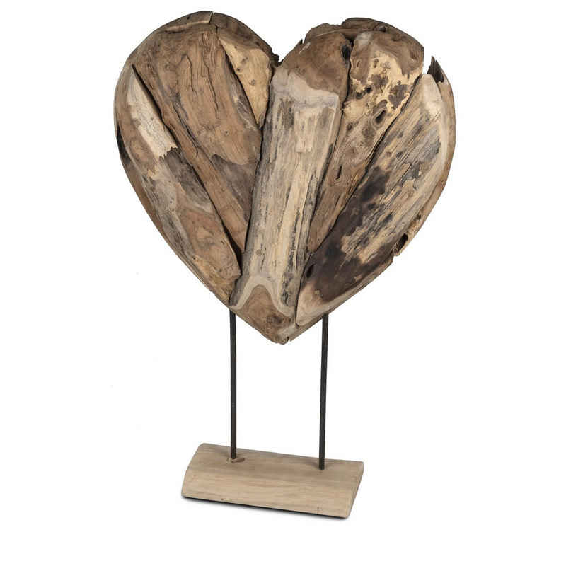 formano Dekoobjekt Herz auf Fuß natürliche Eleganz aus massivem Teak-Holz 75 x 50 cm (1 St)