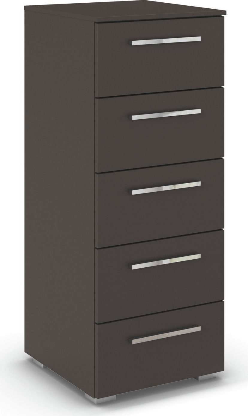 rauch Schubkastenkommode Highboard Sideboard Kommode MONTCLAR Frontauswahl Dekor/Hochglanz/Glas (in 2 Breiten: 40 oder 80 cm / Höhe 100 cm, inkl. Soft-Close-Funktion), mit 5 geräumigen Schubladen, viele Griffvarianten MADE IN GERMANY
