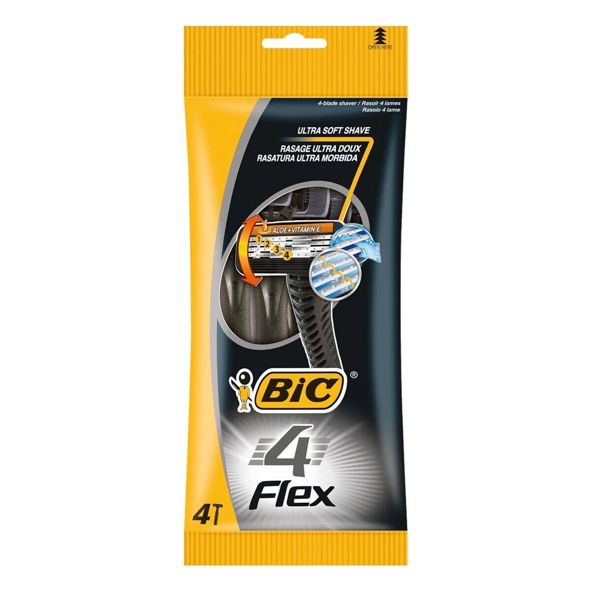 BIC Einwegrasierer 4 Flex, 4-tlg., 4 bewegliche Klingen