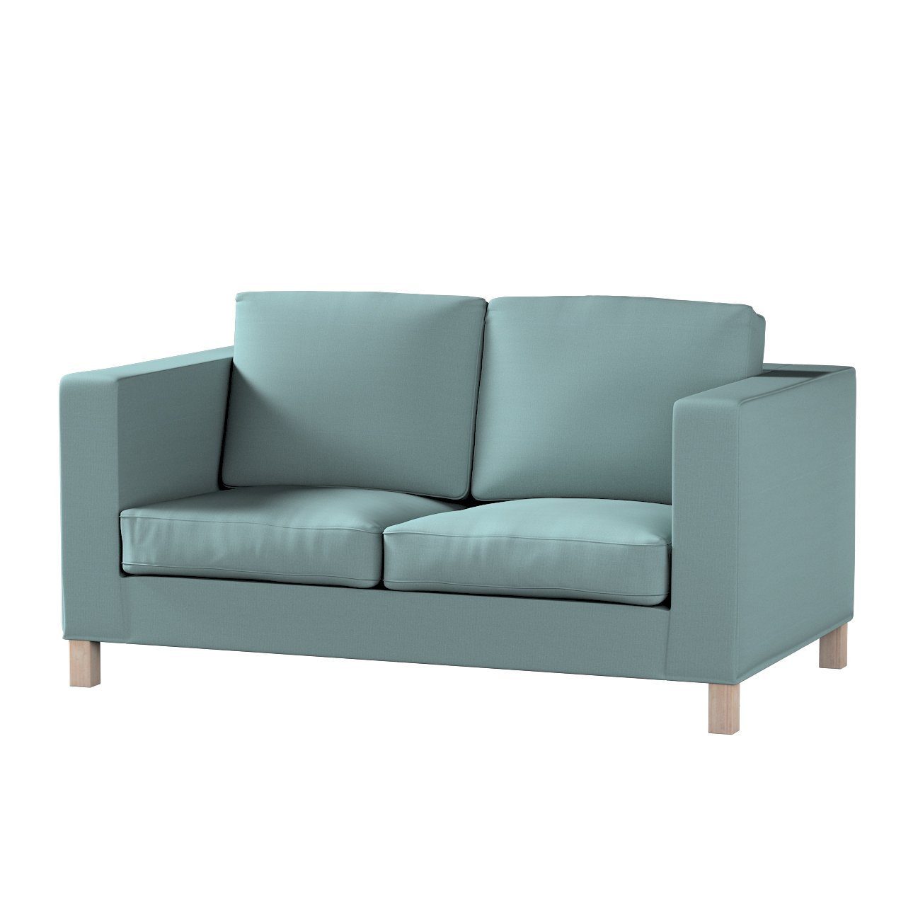 Sofahusse Karlanda 2-Sitzer Sofa nicht ausklappbar kurz, Cotton Panama, Dekoria eucalyptus grün