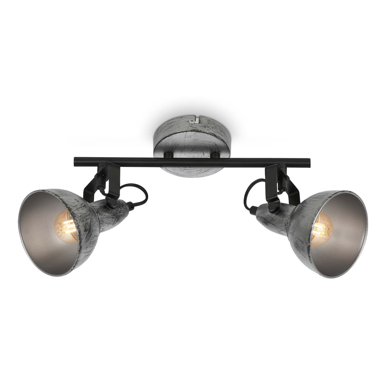 Briloner Leuchten Deckenlampe, Wohnzimmer 2049-024, 30,5x10x18cm, Deckenleuchte E14, Antik-Silber, max.40W, ohne schwenkbar, retro, Leuchtmittel