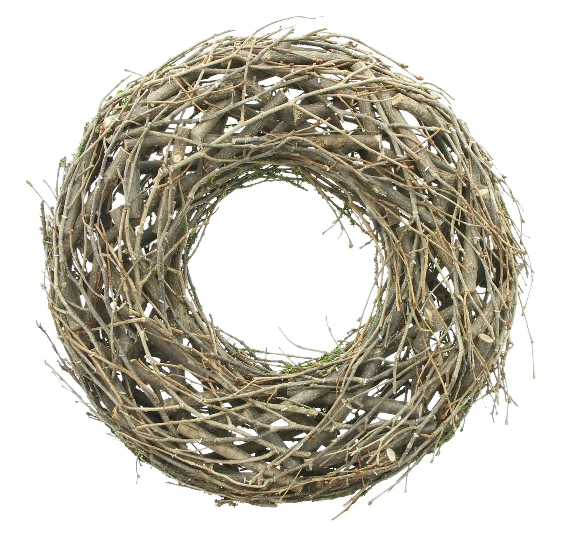 Dekoleidenschaft Dekokranz "Moos" aus Reisig Ø 40 cm, Naturkranz Reisigkranz Deko Kranz Wandkranz, braun / grün, Deko Kranz aus Naturmaterialien, Outdoor Türkranz