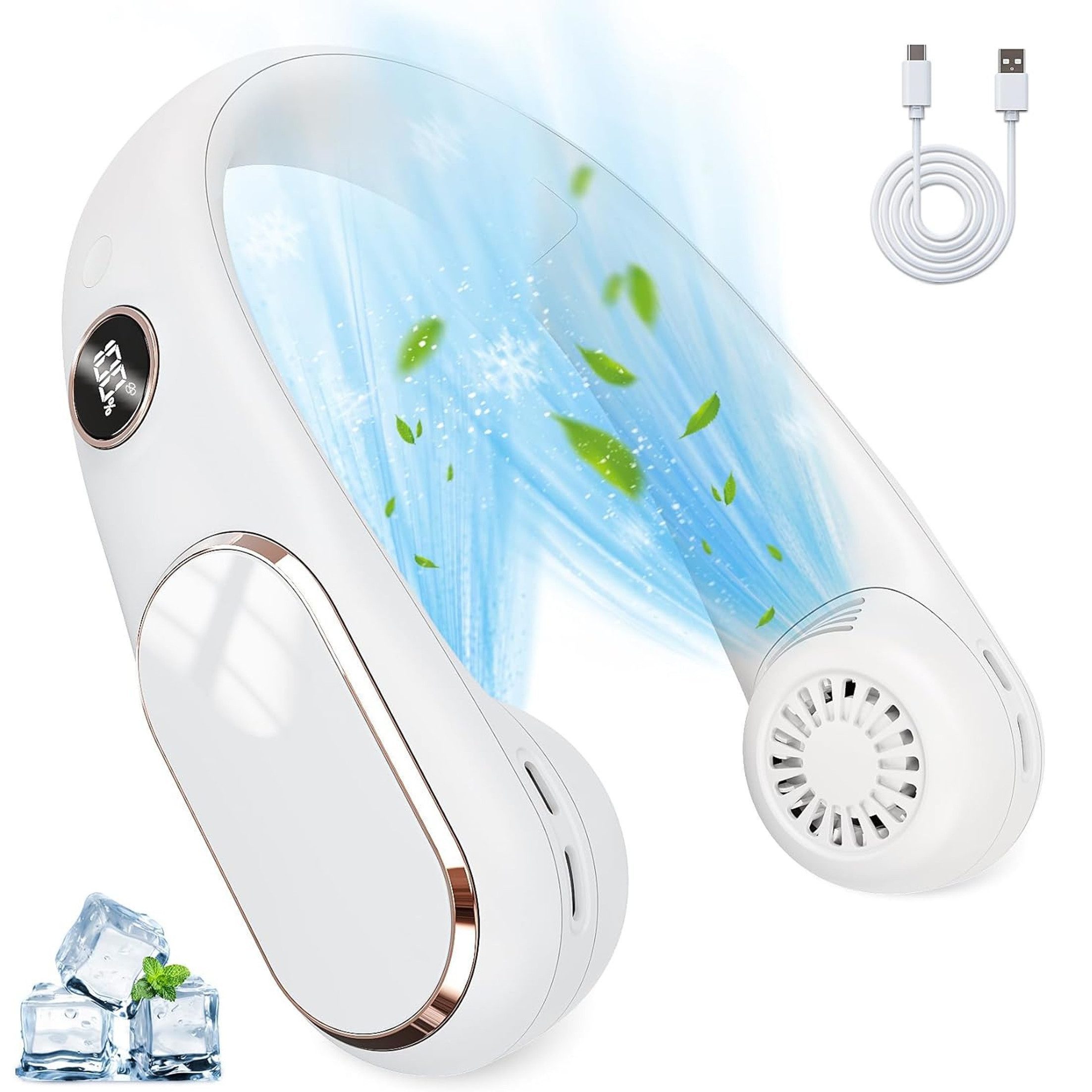 feinlux Mini USB-Ventilator Mini-USB-Nackenventilator mit LED-Display