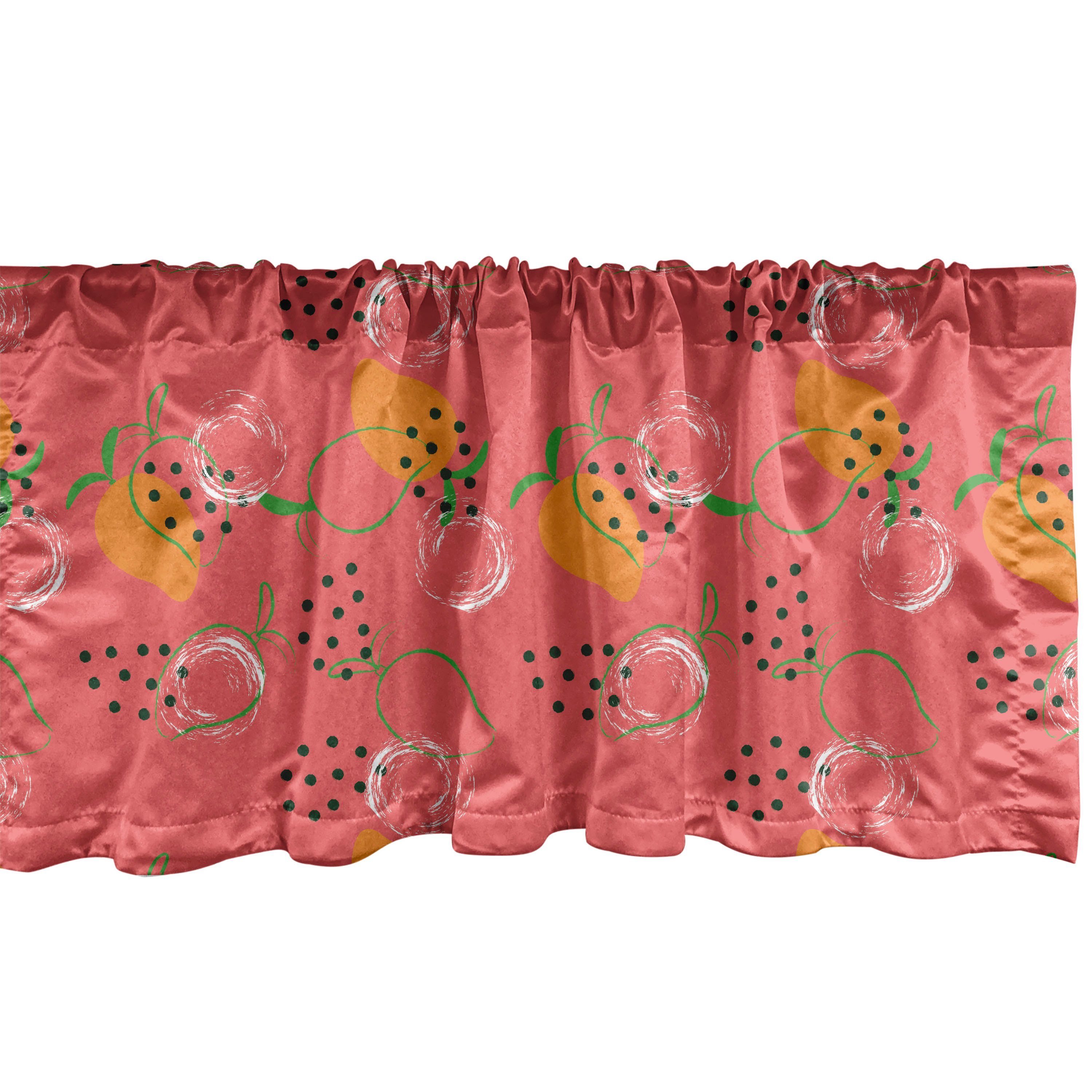 Scheibengardine Vorhang Volant für Küche Schlafzimmer Dekor mit Stangentasche, Abakuhaus, Microfaser, Frucht-Kunst Wiederholte Exotic Mango