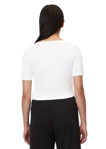 short-sleeve, round mit der O'Polo neck, Logo white Marc kleinem logo-print T-shirt, Brust auf T-Shirt