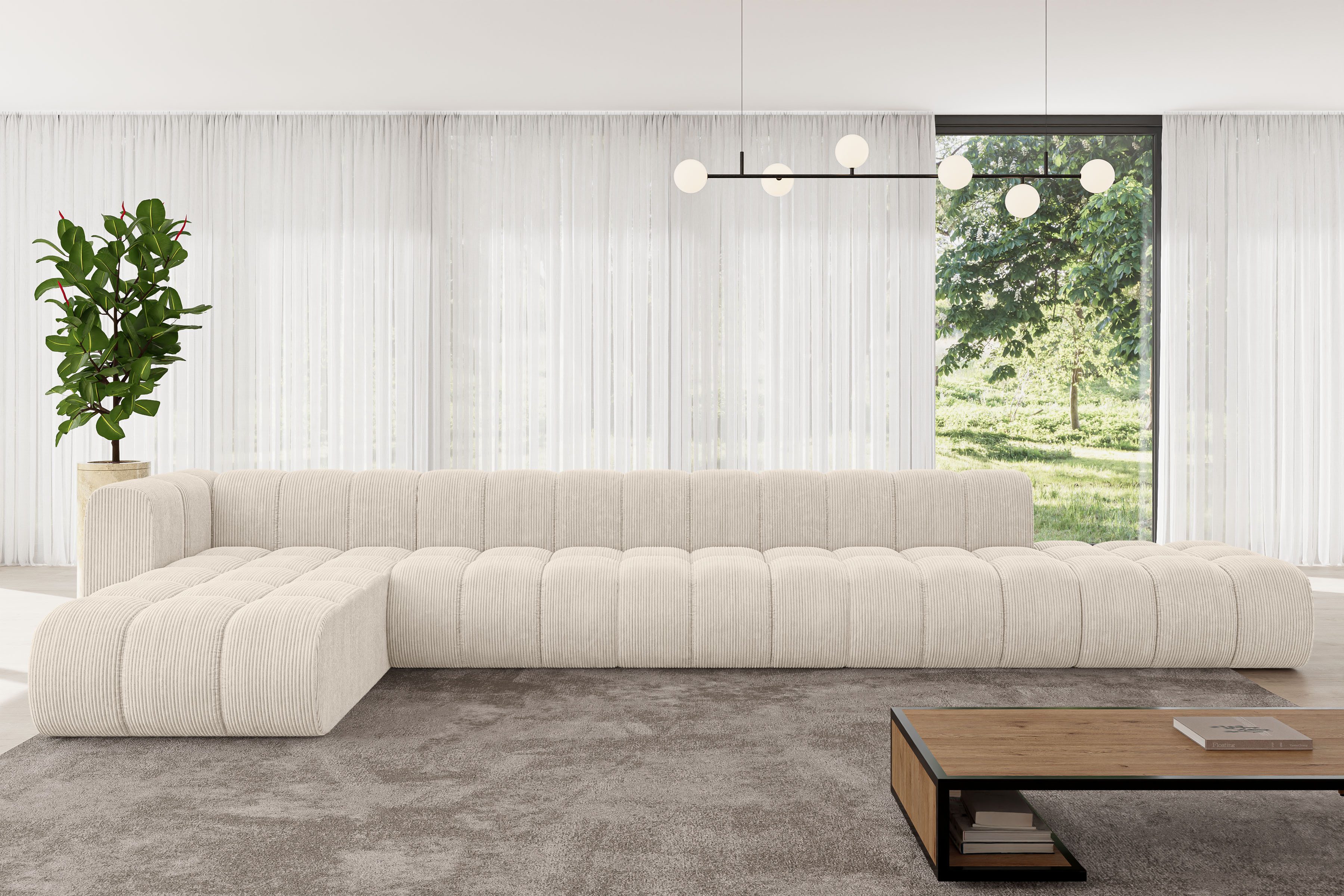 ALTDECOR Ecksofa Zuvon-L3, Corner Sofa U-Form Vielseitige Sofa Wohnlandschaft Wohnzimmer, FORWARDER_CURBSIDE