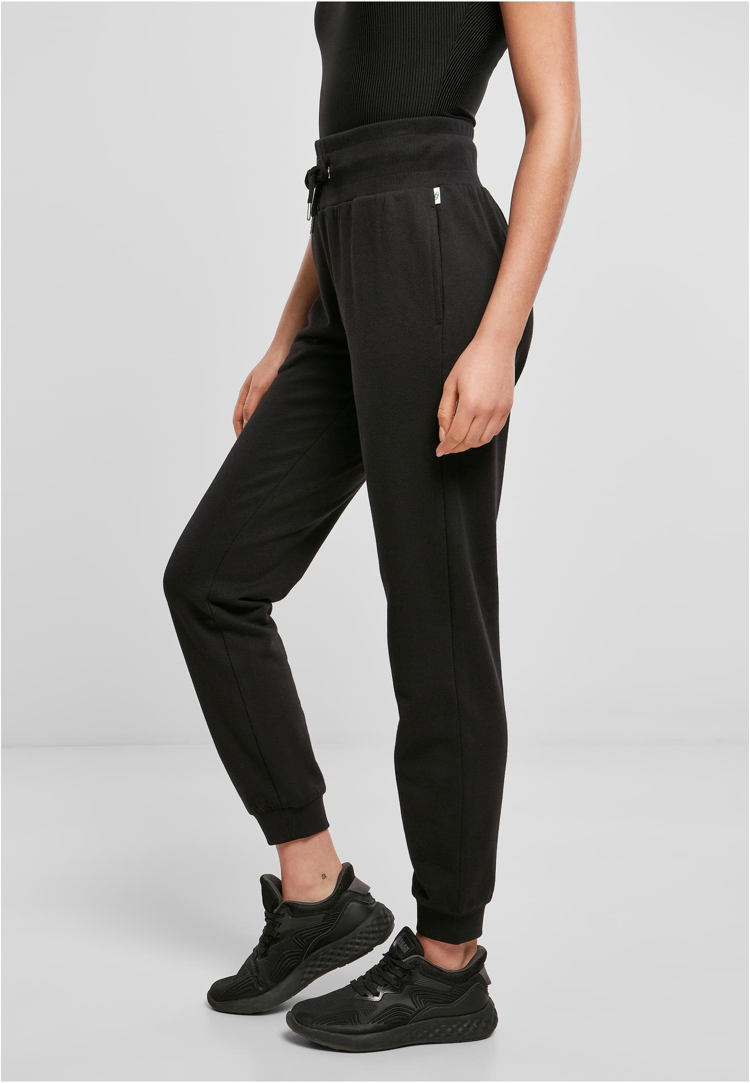 Stoffhose Waist High schwarz Organic URBAN Damen CLASSICS (1-tlg) Pants Ladies Sweat