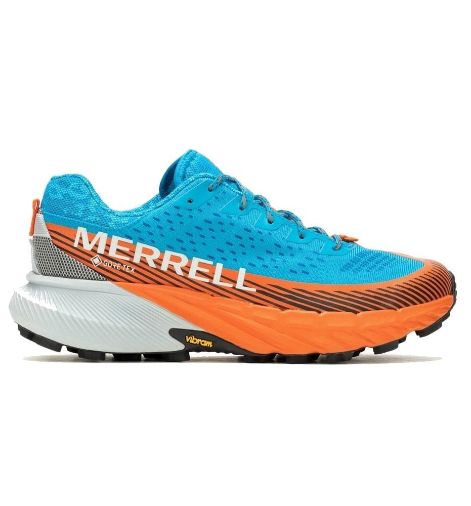 Merrell Agility Peak 5 GTX (wasserdicht, Rock Plate) hellblau/orange Herren Laufschuh