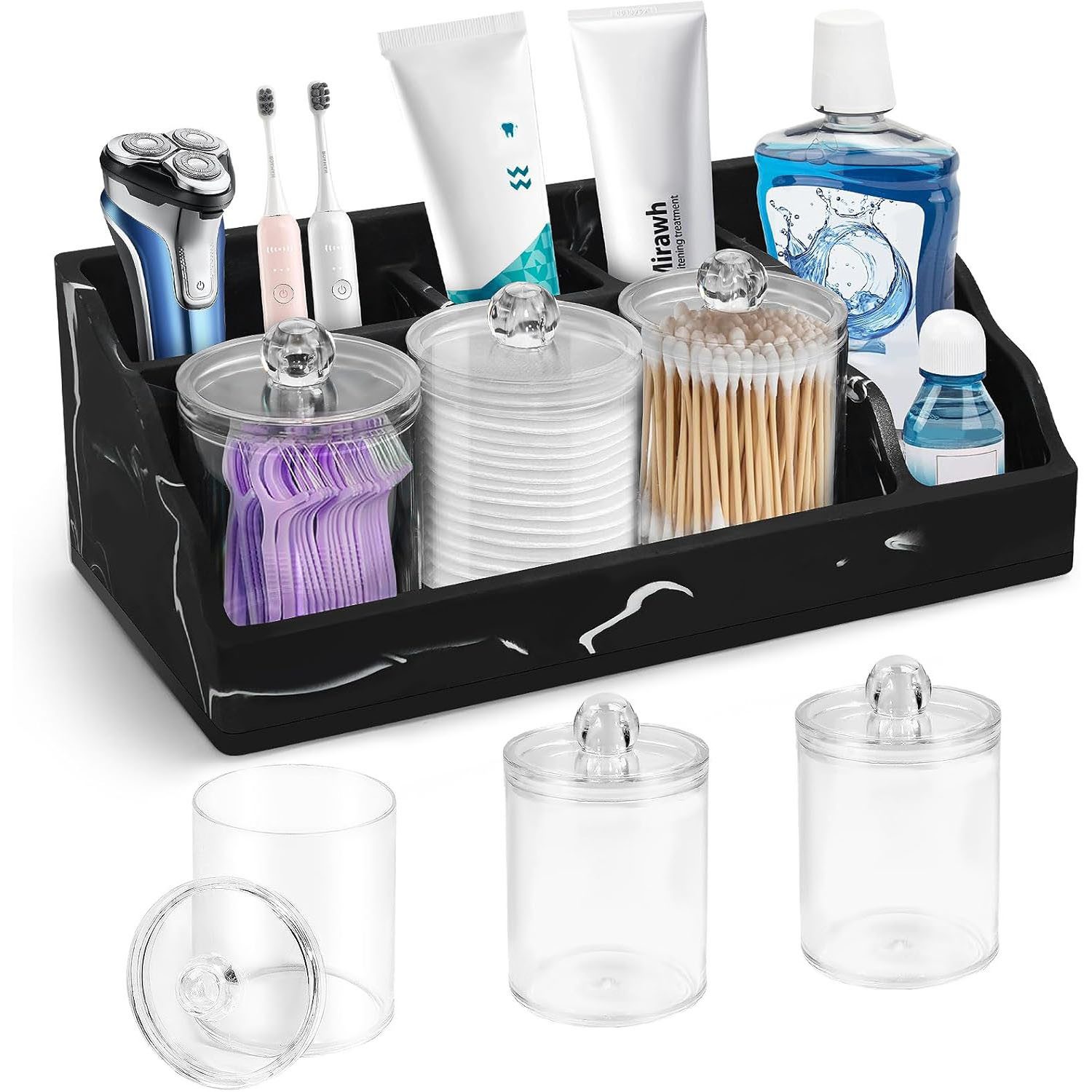 SURFOU Zahnbürstenhalter Toothbrush Holder Zahnbürste Halterung mit Trennwände, Bad Accessoires für Büro, Wohnzimmer, Eitelkeit Countertop