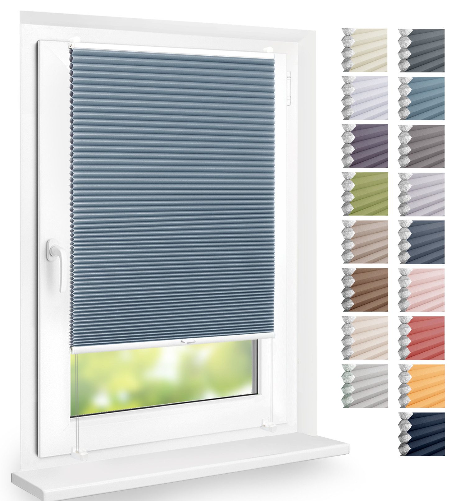 DomDeco Wabenplissee Thermo Plissee ohne Bohren - Hitzeschutz, Verdunkelung, verspannt, abdunkelnd, Klemmfix, stufenlos, kälteschutz, modernes Fensterplissee