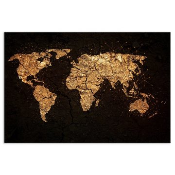 WallSpirit Leinwandbild "Grunge Weltkarte" - XXL Wandbild, Leinwandbild geeignet für alle Wohnbereiche