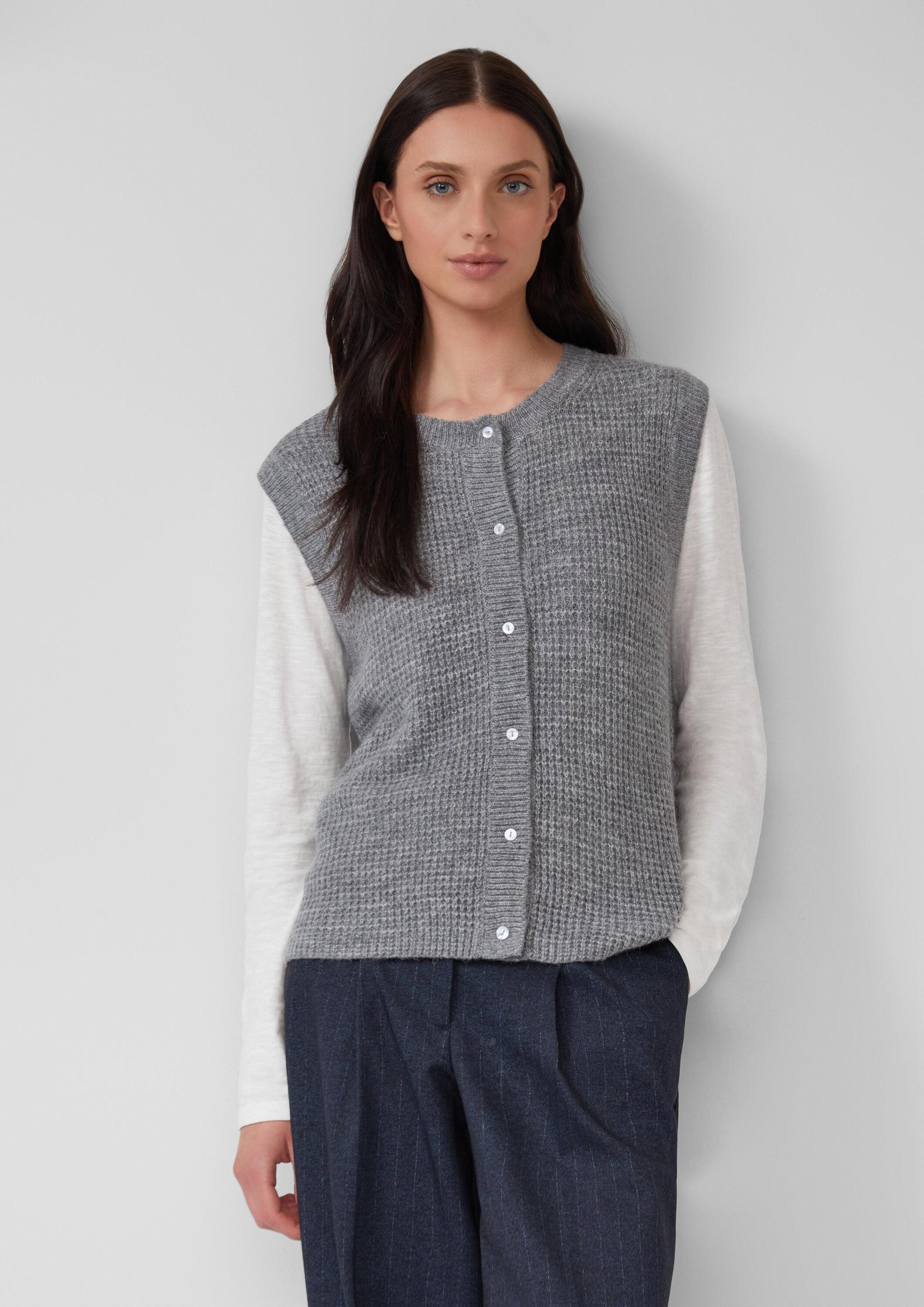 s.Oliver Rundhalspullover Strickjacke Strickweste aus Alpakamix günstig online kaufen