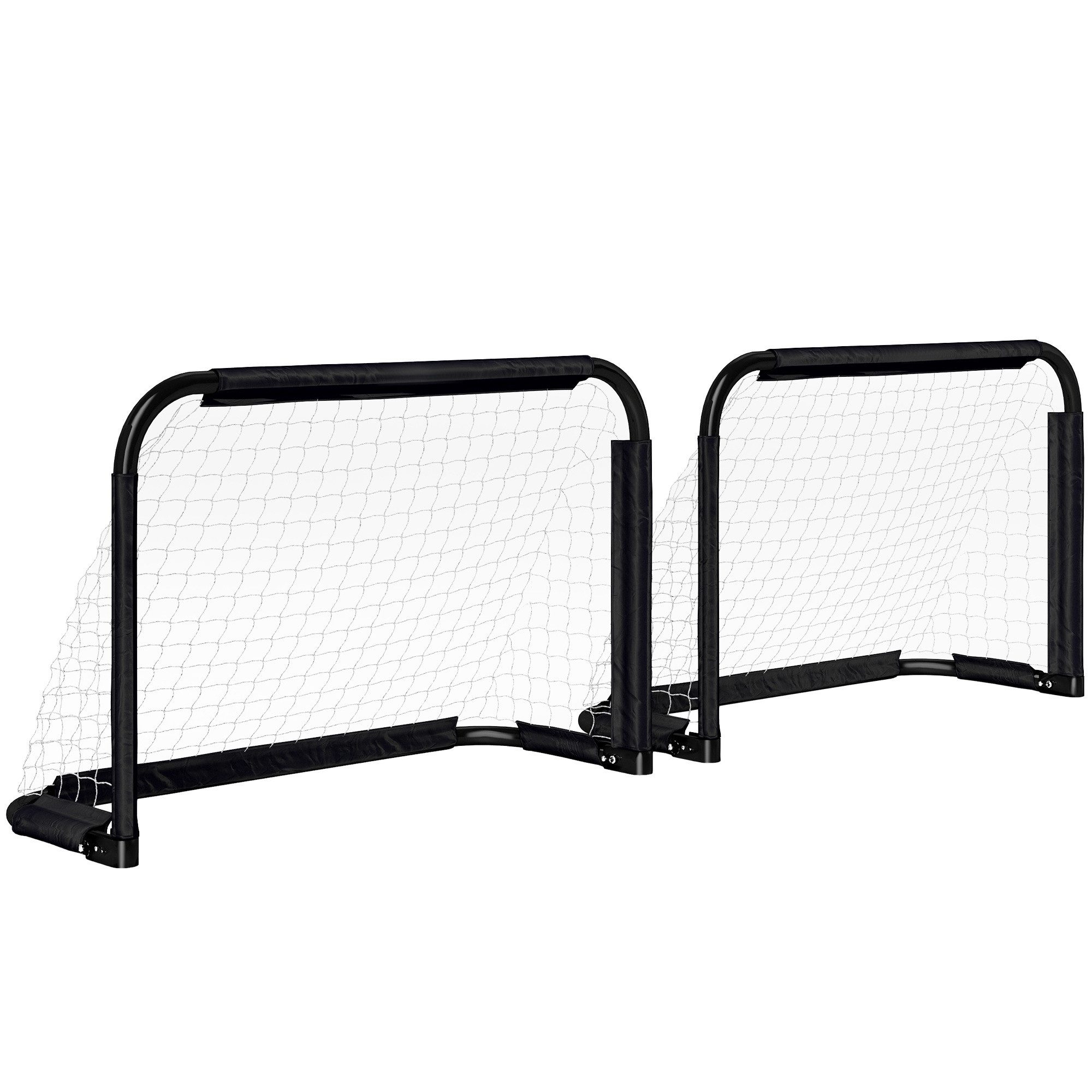 Fine Life Pro Fußballtor Fußballtor 2er Set, Klappbar mit Metallrahmen, für Kinder und Erwachsene, Garten, 90 x 36 x 60 cm, Schwarz