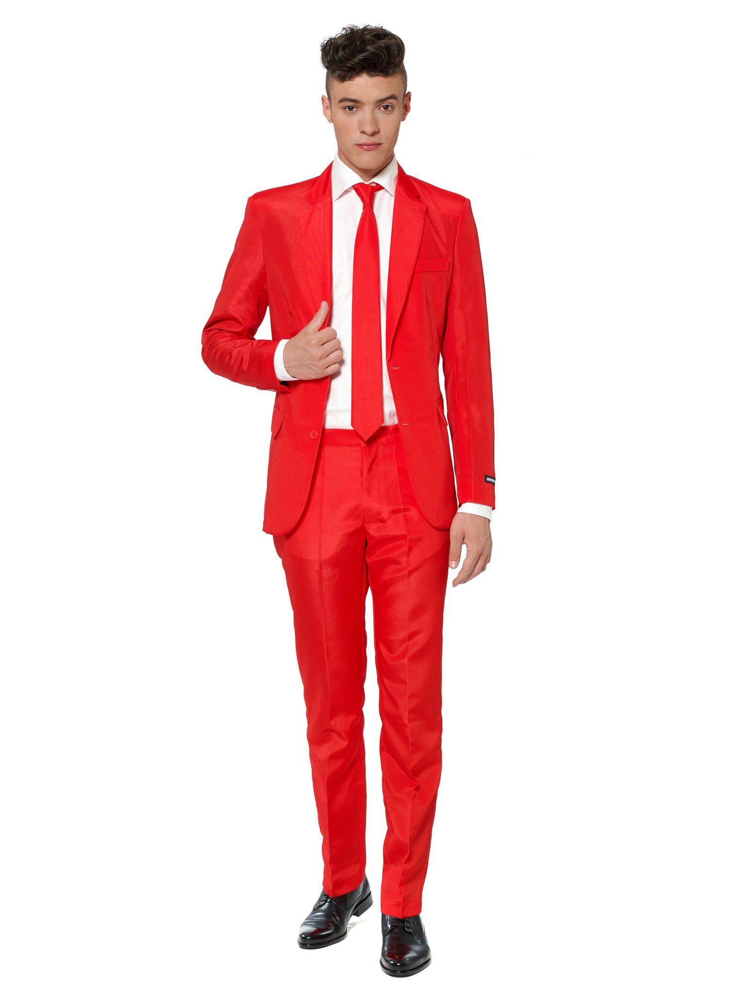 SuitMeister Anzug Solid Red Teufel Partyanzug - Halloween Karneval Schicker günstig online kaufen