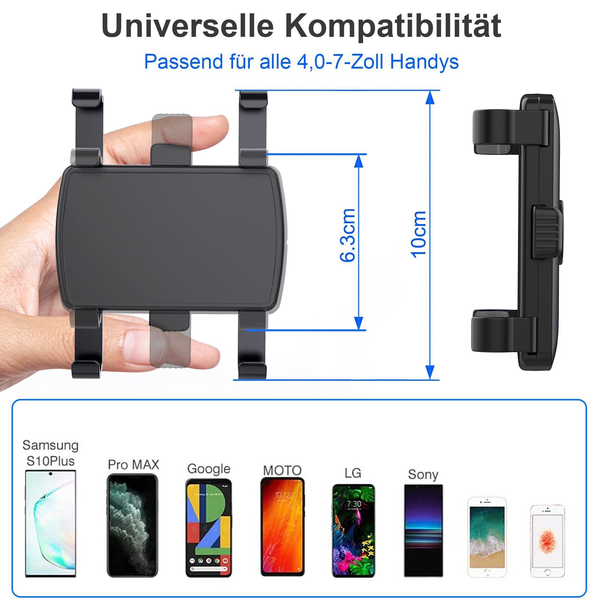 Luckice Smartphone-Halterung Handyhalterung Auto, um 360 Grad drehbare Auto Handyhalter., (Geeignet für Handys mit einer Bildschirmdiagonale von 4 bis 7 Zoll, (Geeignet für Handys mit einer Größe von 10,16 cm bis 17,78 cm)