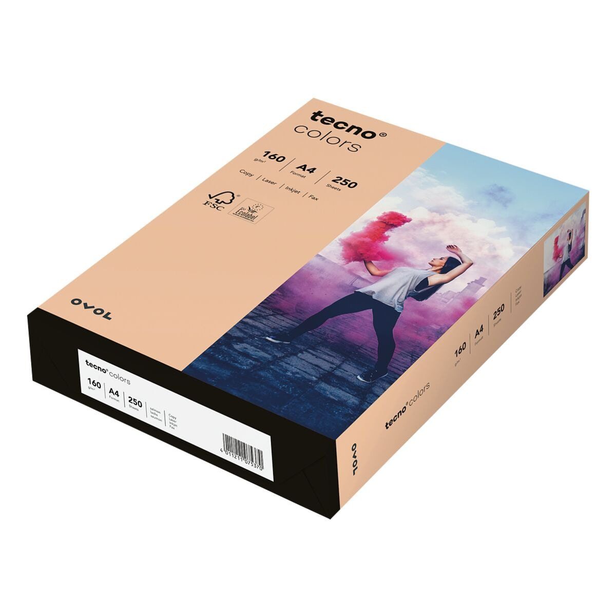 Inapa tecno Druckerpapier Rainbow / tecno Colors, Pastellfarben, Format DIN A4, 160 g/m², 250 Blatt