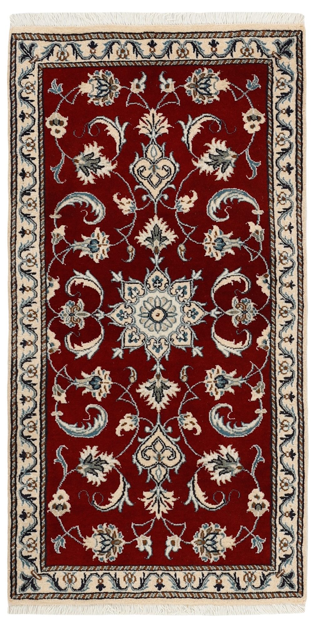 Wohnando Teppich MY-RUG Perserteppich Nain Kashmar Medaillon-Design rot 136x68cm, Rechteckig, Höhe: 12 mm, Handgeknüpfter Teppich,Handgesponnene Wolle, mit Naturfarben gegärbt