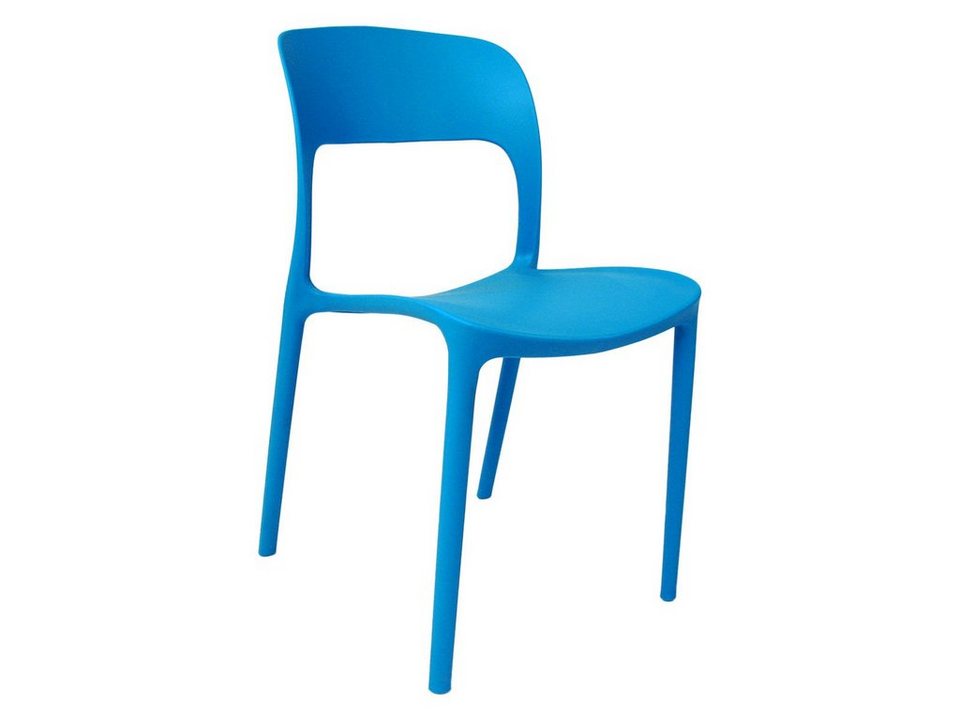 möbelando Stapelstuhl Hillary, Praktischer Stapelstuhl aus Kunststoff  (Polypropylen) in Blau, Sitzhöhe: 46  Breite 41 cm, Höhe 83 cm, Tiefe 57  cm - Sitzhöhe 46