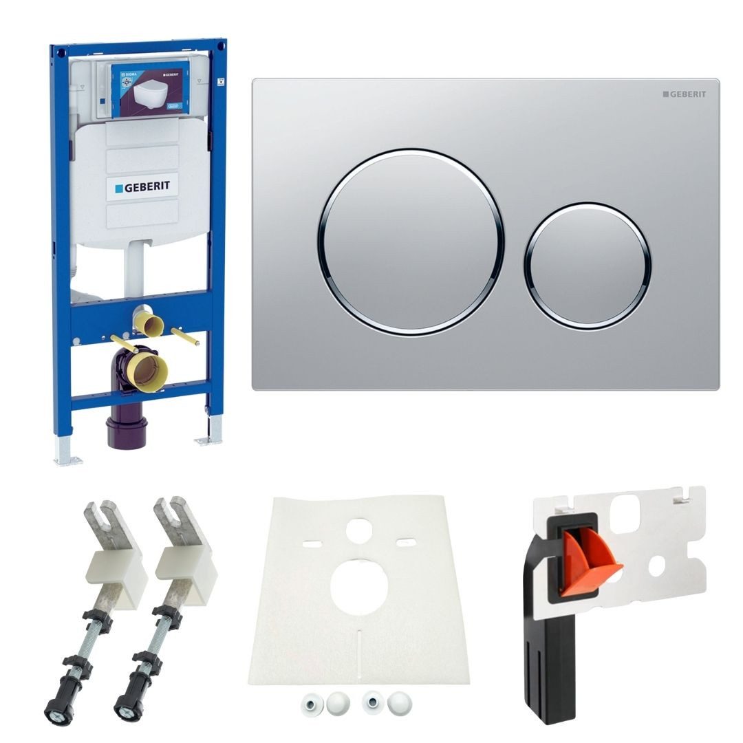 GEBERIT Vorwandelement WC Vorwandelement Drückerplatte Sigma Einwurfschacht Sigma20 chrom, Spar-Set