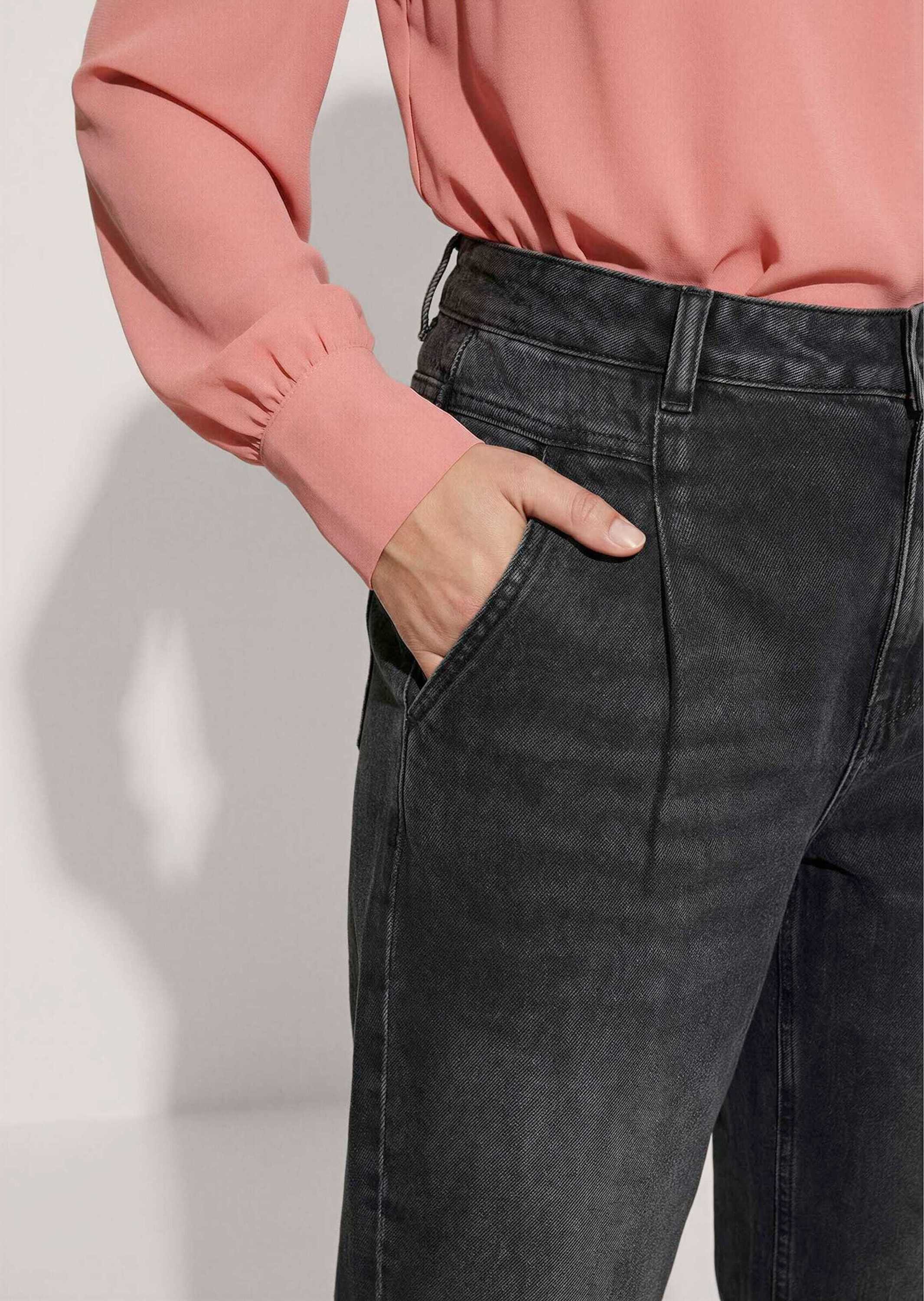 MADELEINE Gerade Jeans Modische Barrel-Leg-Jeans Weiche O-Form mit Bundfalte, Formbund & 4-Pocket-Design – Bild 4 von 5