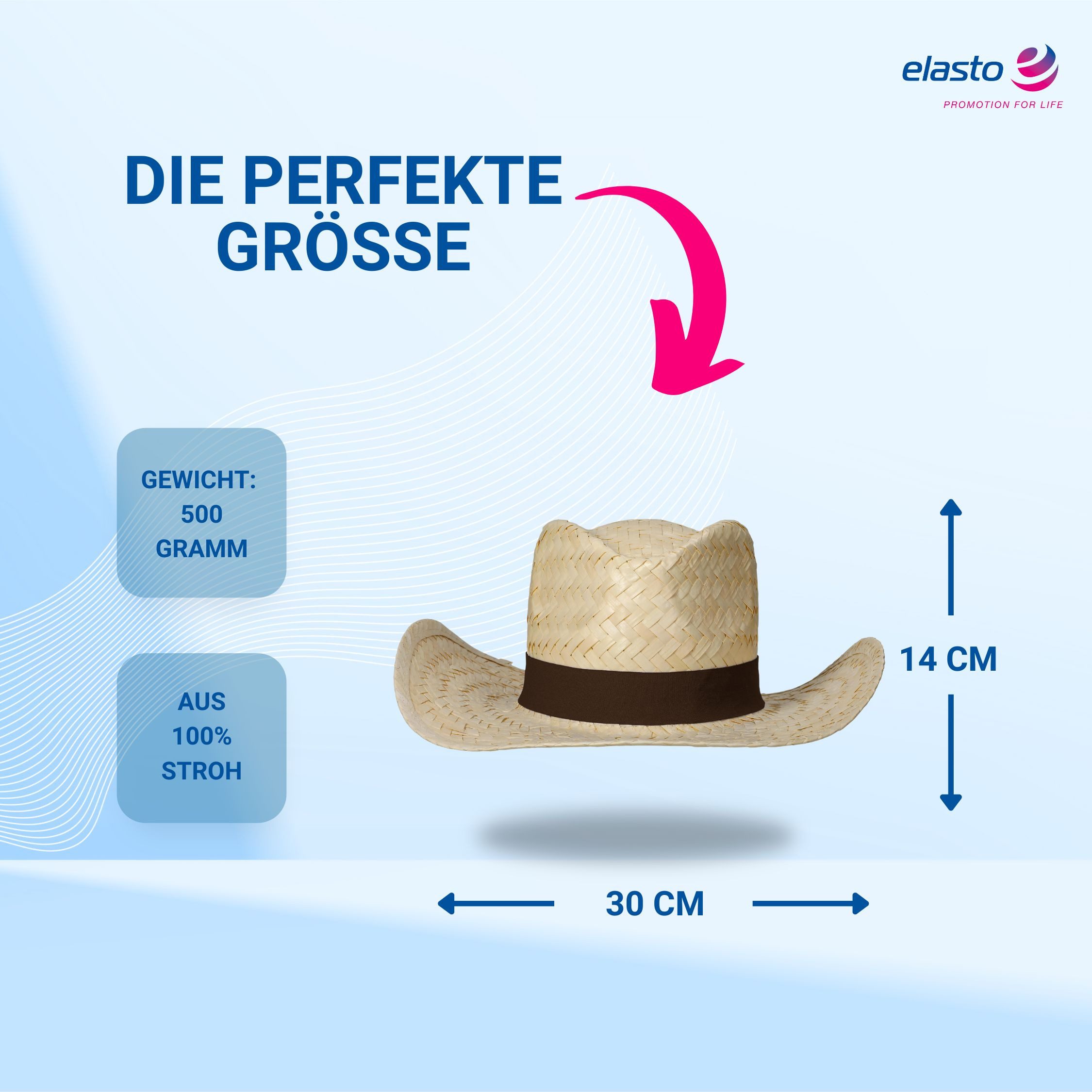 elasto Schirmmütze Strohhut 'Texas' Unisex Sonnenhut für Damen und Herren