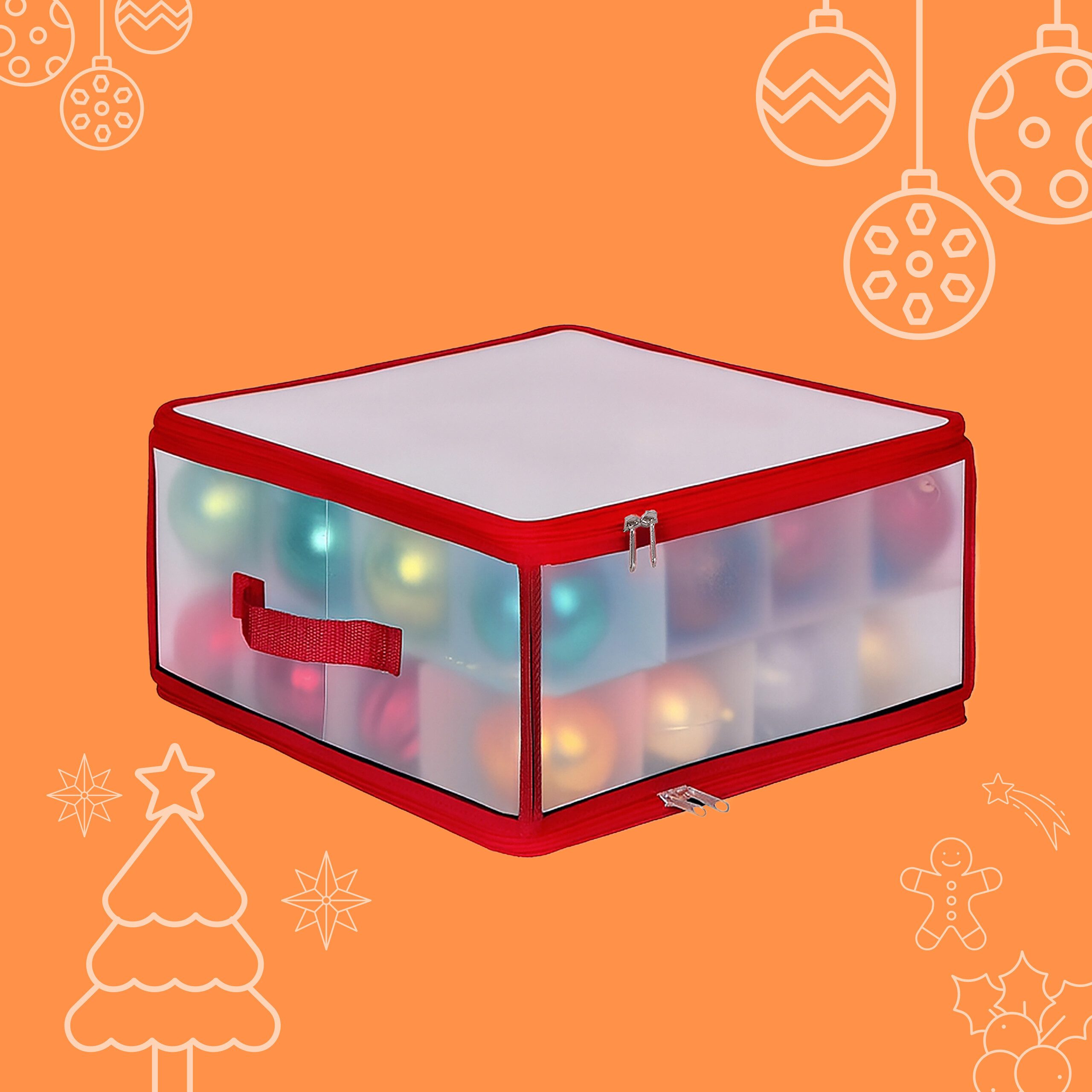 relaxdays Aufbewahrungsbox Weihnachtskugel Aufbewahrungsbox, rot, M