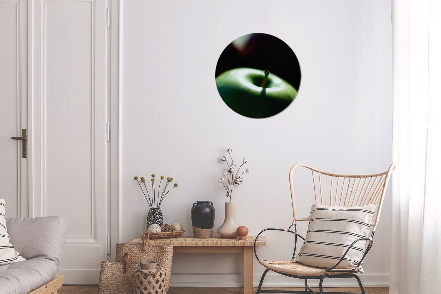 Apfels, eines grünen (1 Gemälde Kreis 30x30 Forex, MuchoWow Wanddekoration Rundes cm Wandbild, St), Wohnzimmer, Nahaufnahme