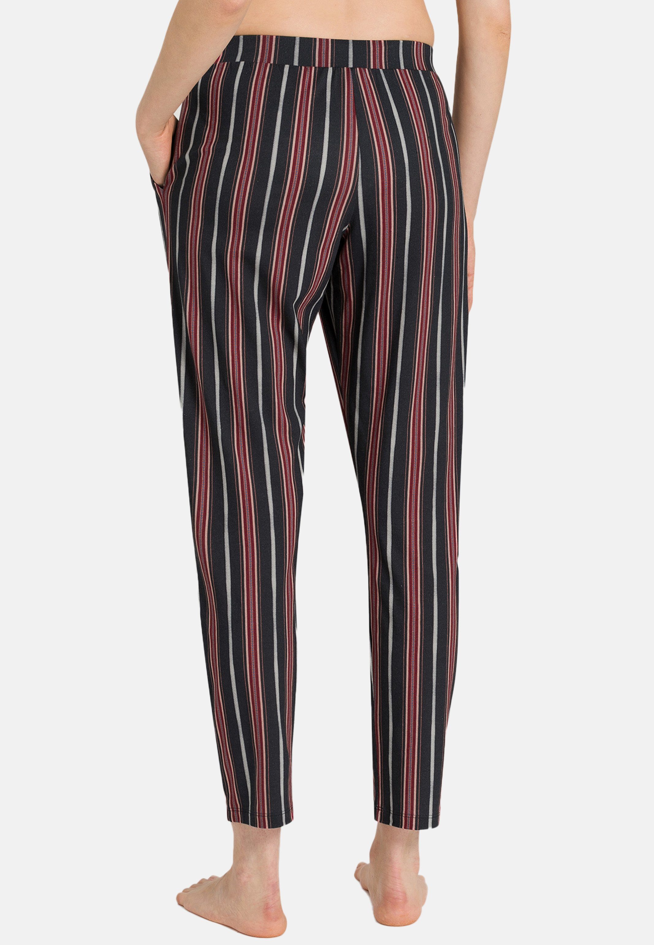 Lounge (1-tlg) lang Schlafhose - - zum Schlafanzüge Hose Hanro Schlafanzug mixen Sleep & Baumwolle Marsala Stripe selber