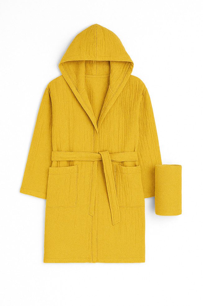 Musselin Welt Bademantel Bio-Musselin Morgen/Bademantel in Mintgrün, Kapuze günstig online kaufen