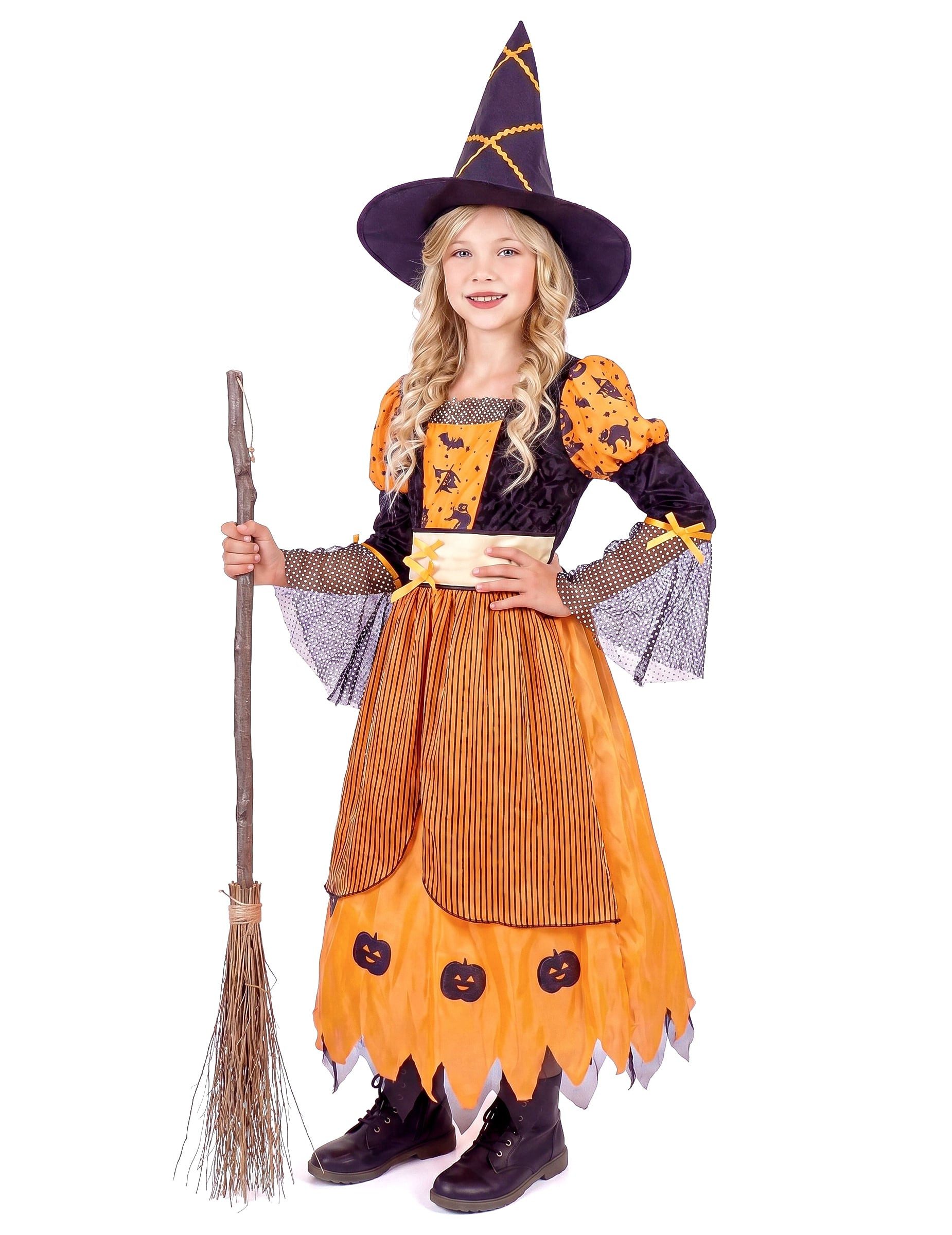 JADEO Kostüm Niedliches Kürbis-Hexenkostüm Halloween-Mädchenkostüm orange-schwarz