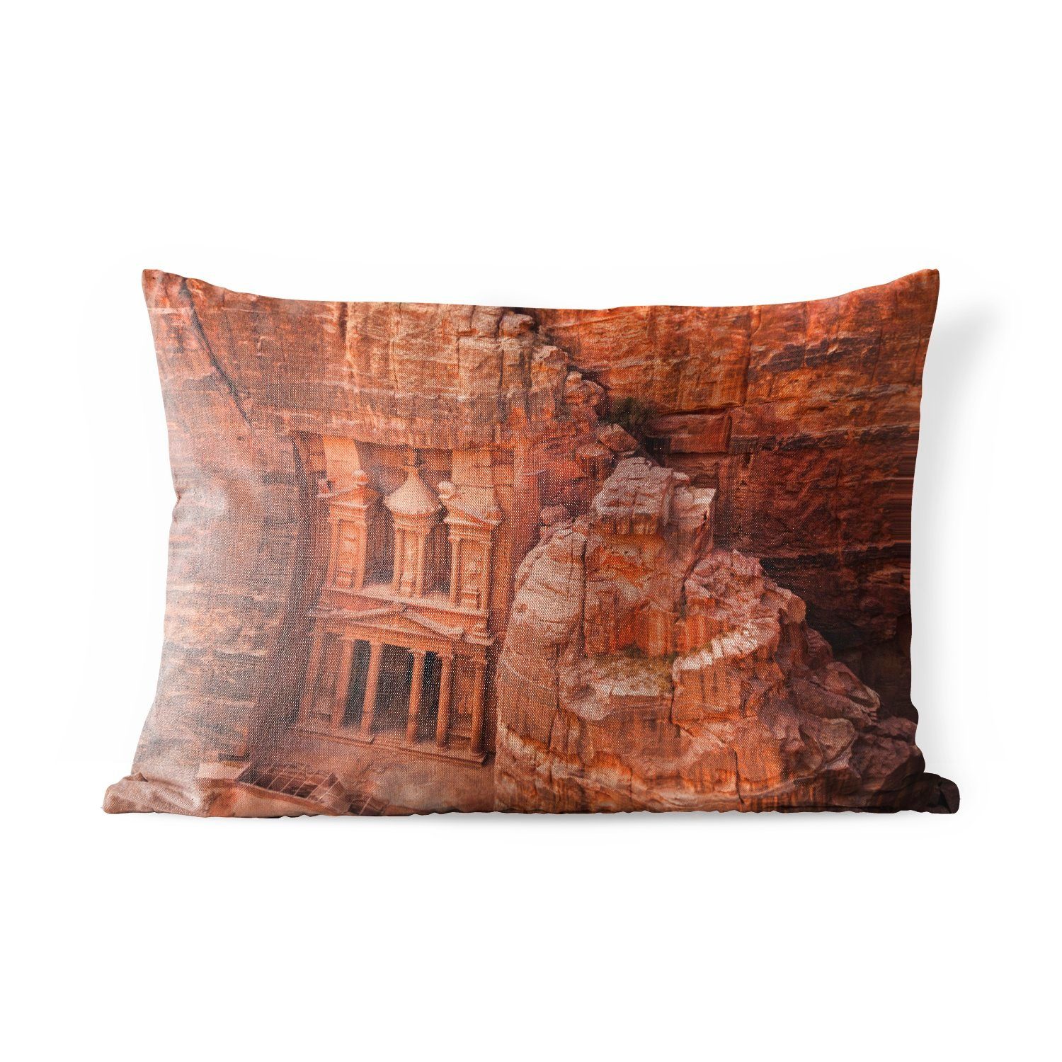 MuchoWow Dekokissen Antiker, aus Sandstein gehauener Tempel in Petra in Jordanien, Outdoor-Dekorationskissen, Polyester, Dekokissenbezug, Kissenhülle
