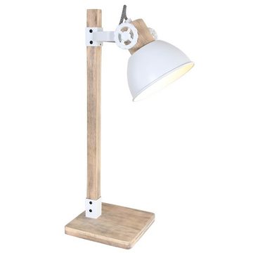 etc-shop LED Tischleuchte, Leuchtmittel inklusive, Warmweiß, Farbwechsel, Vintage Schreib Tisch Leuchte Fernbedienung weiß Holz Spot