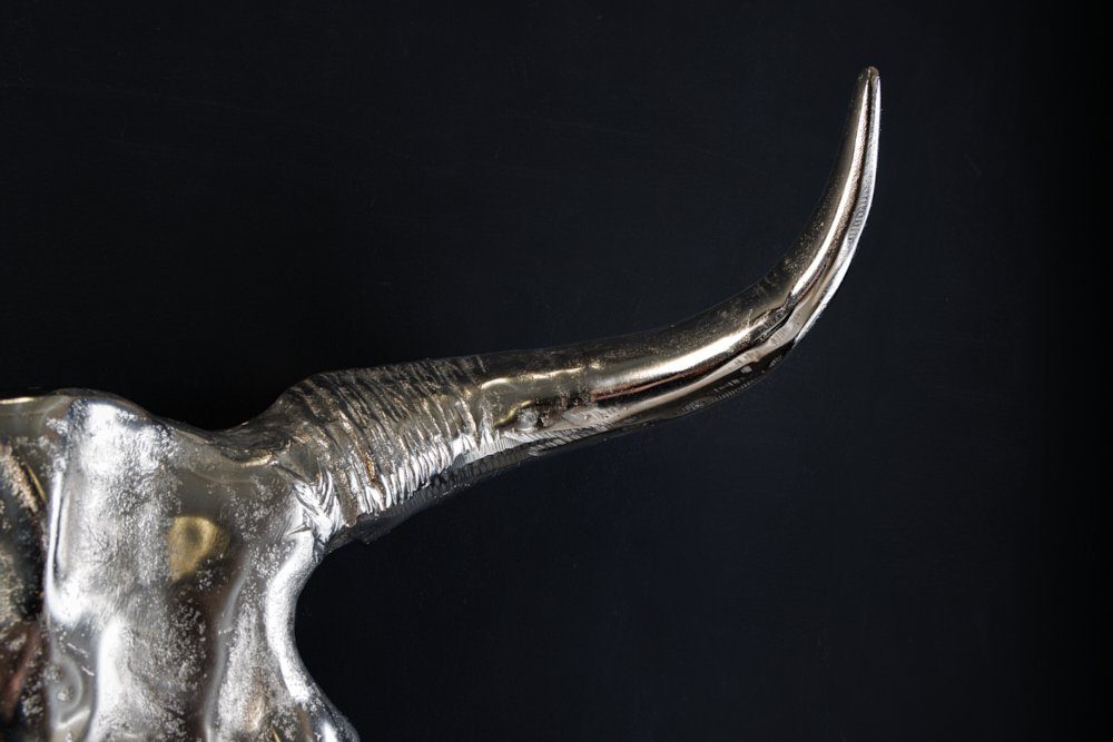 riess-ambiente Wanddekoobjekt MATADOR 70cm silber, Stierkopf · Skulptur · Metall · Wanddekoration