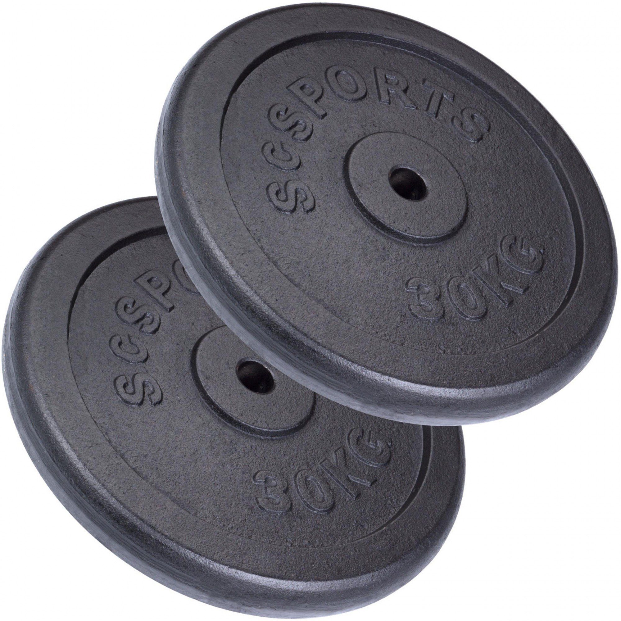 ScSPORTS® Hantelscheiben Set Gewichtsscheiben 60 (10000104-tlg) kg Gewichte, 30mm Gusseisen Ø