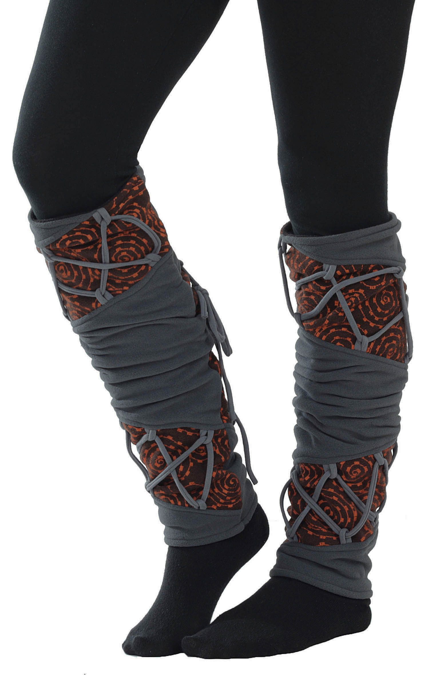 Beinstulpen Warm gefütterte Beinstulpen mit Schnürung, Fleece Stulpen LW4 Grau