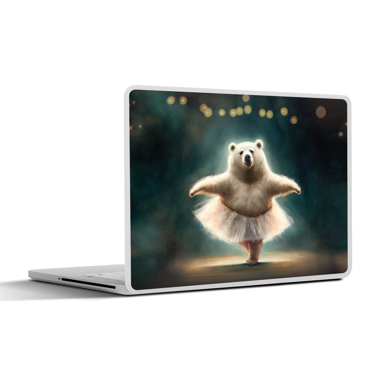 MuchoWow Laptop-Aufkleber Eisbär - Rock - Ballett - Porträt - Tiere - Kinder, (1tlg), Laptop Folien Cover, Aufkleber, Sticker, Schutz vor Kratzern, 30x21 cm