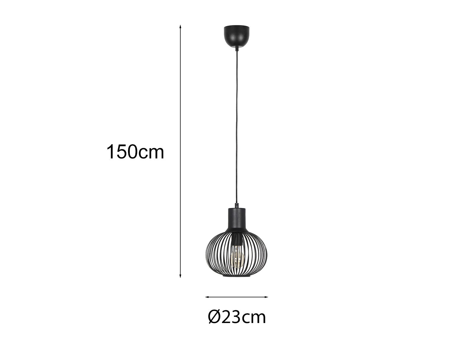 TRIO Leuchten LED Pendelleuchte, Dimmfunktion, LED wechselbar, Warmweiß, Industriedesign Draht-kugel Lampe, Esstisch & Couchtisch hängend Ø23cm