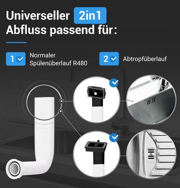 AQUADE Ablaufrohr Winkelrohr, (1-tlg), starr Ø25mm für Küchenspülen und Spülbecken