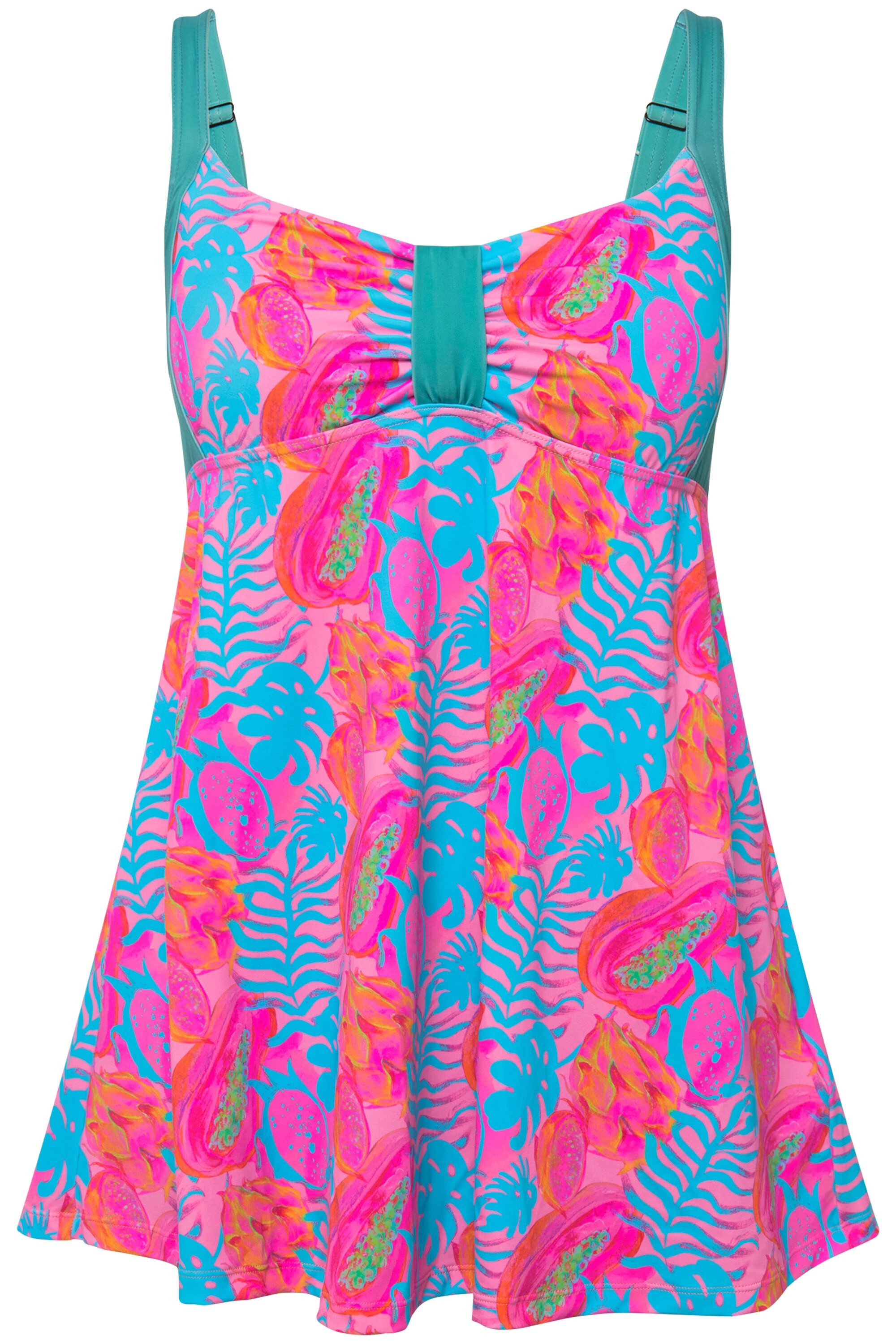 Ulla Popken Badekleid Badekleid Neon-Blätterdruck Softcups günstig online kaufen