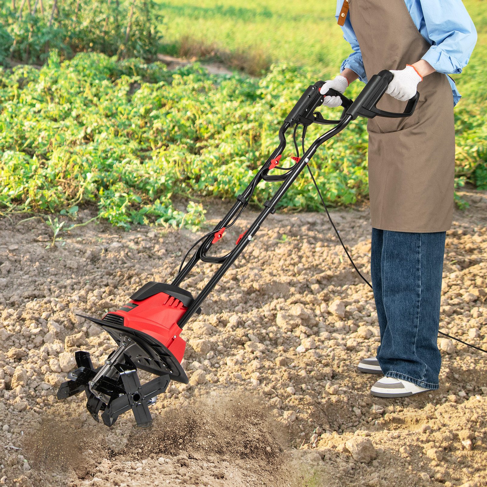 COSTWAY Elektromotorhacke, 36 cm Arbeitsbreite, 22 cm Arbeitstiefe, 1200 W