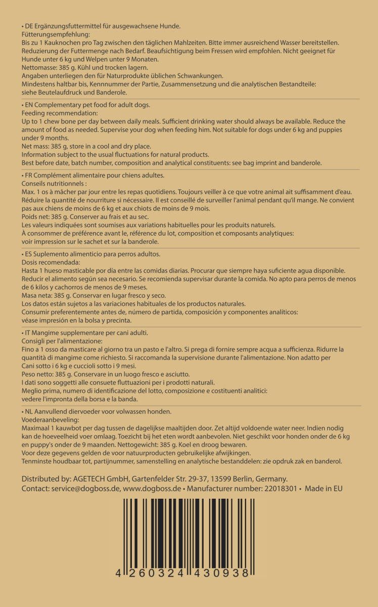 DOGBOSS DOGBOSS 100% Natur gefüllte Kauknochen, hergestellt in EU 7er Probierset 12 cm, Snack für: Hunde