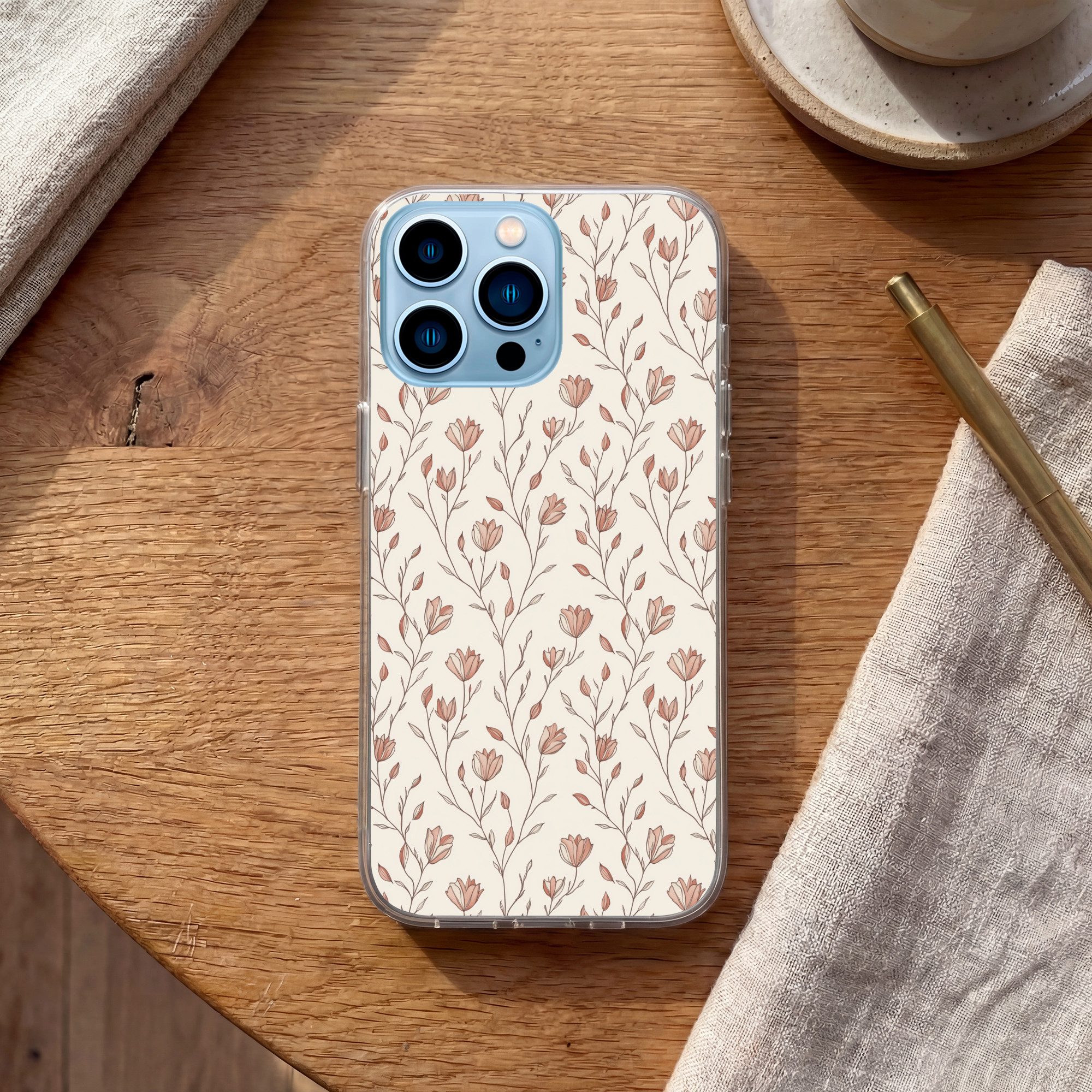 MuchoWow Handyhülle für Apple iPhone 13 Pro Max Muster - Klassisch - Rosa, Smartphone-Bumper, Print, Handy Schutzhülle Dünn