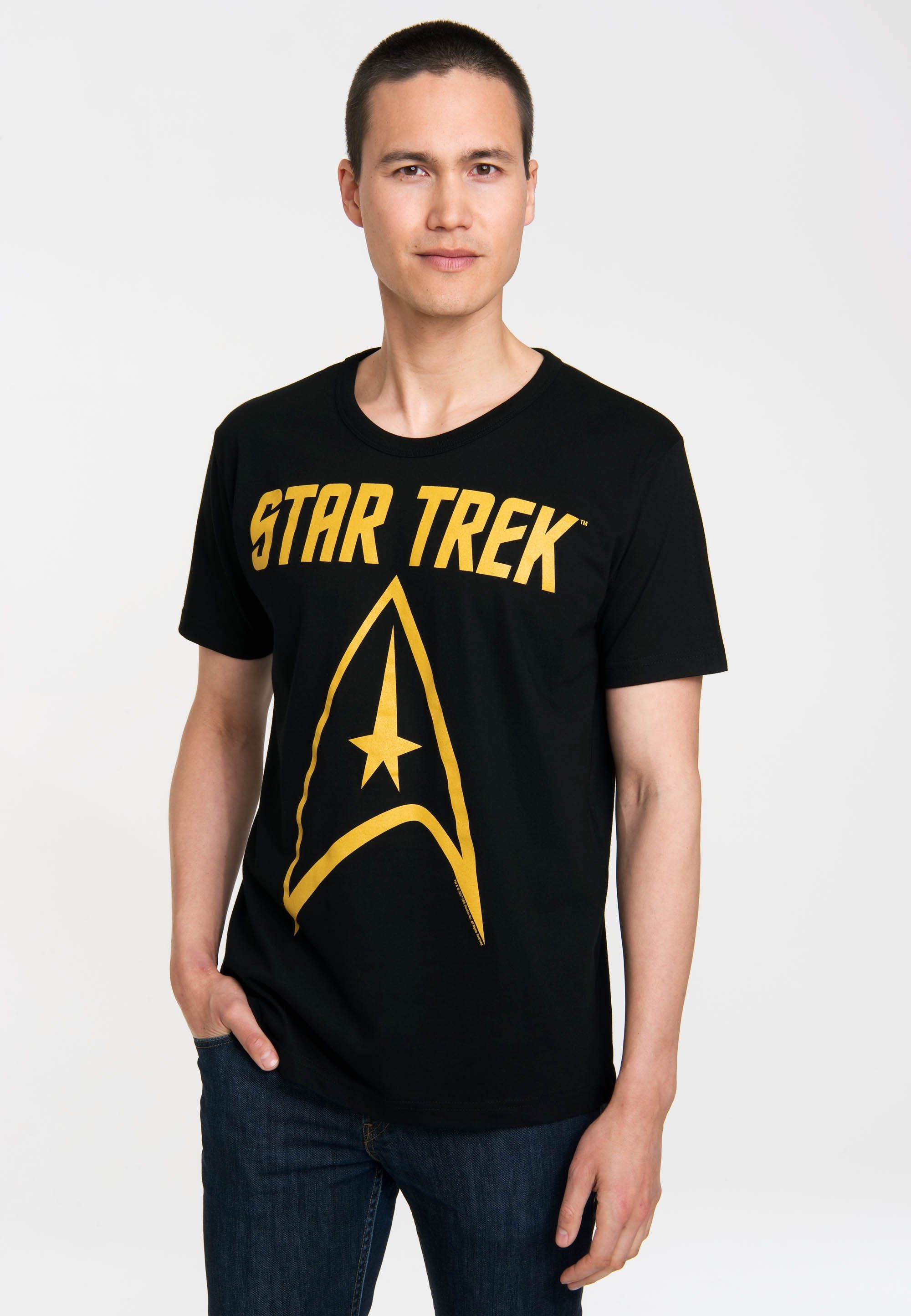 Star Angenehmer Logo Star Rundhals-Ausschnitt Look Trek T-Shirt mit einen Trek-Logo, LOGOSHIRT zeitlosen für