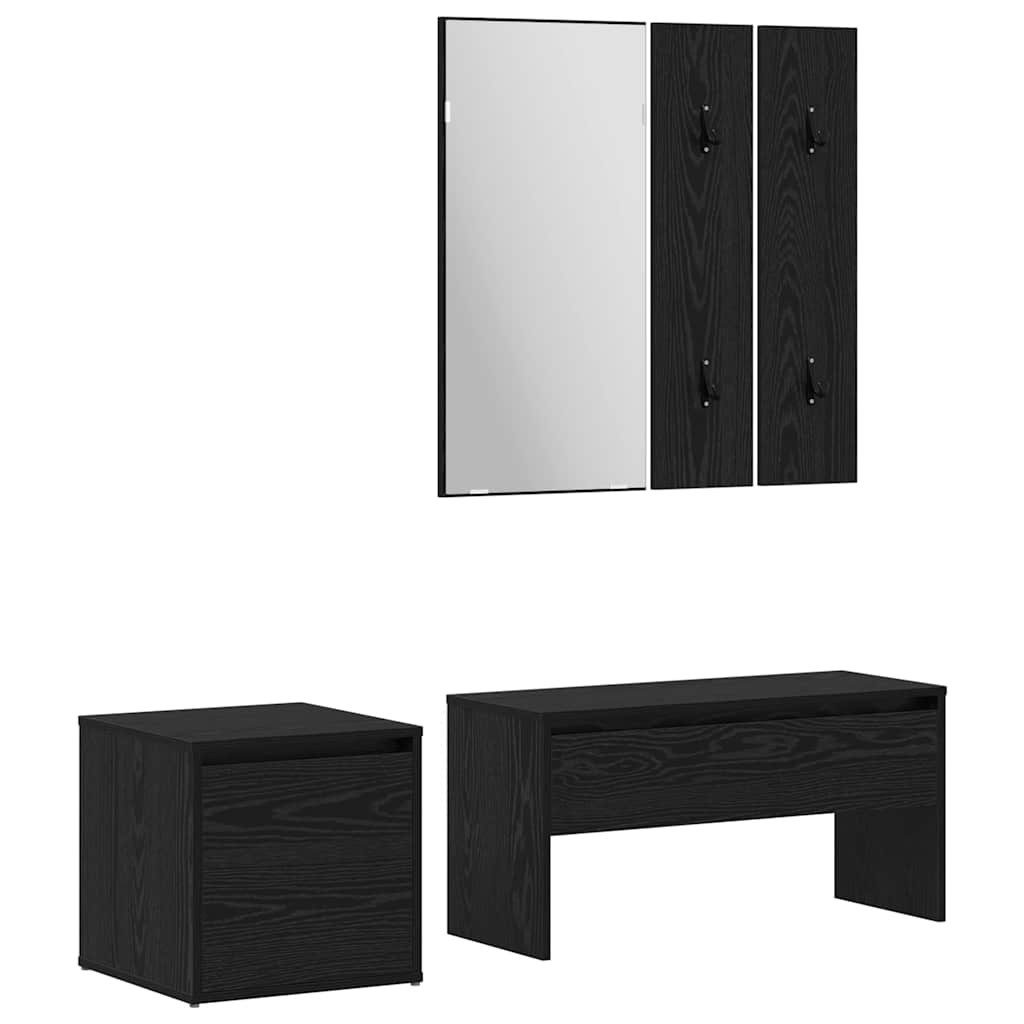 vidaXL Garderoben-Set Flurmöbel-Set 5 stk. Schwarz Eichen-Optik Holzwerkstoff, (5-St)