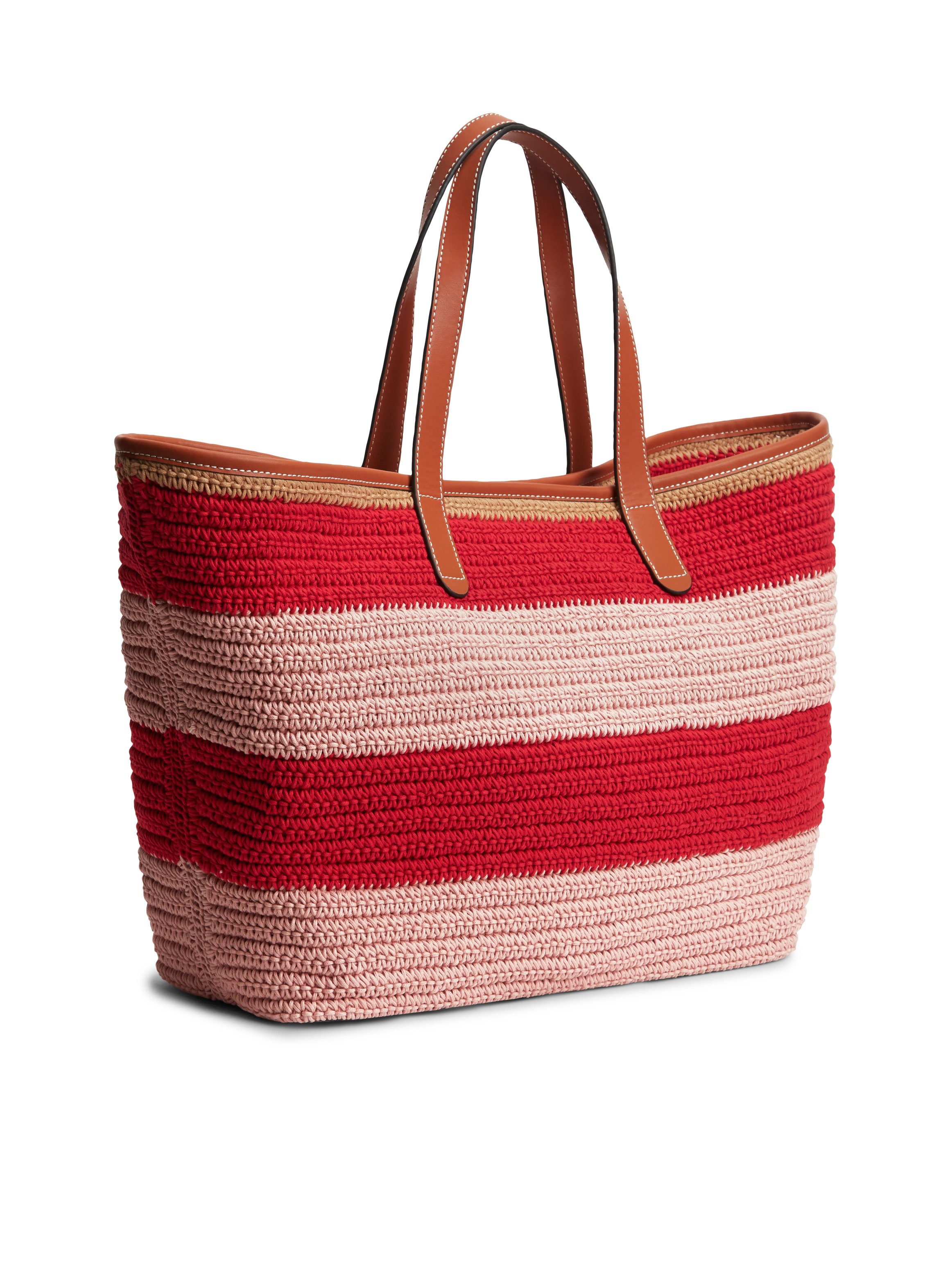 Tommy Hilfiger Tragetasche TH NAUTICAL TOTE CROCHET STR, Damen Strandtasche mit Streifen und Logoschriftzug