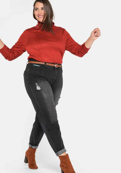 Sheego Stretch-Jeans Mom mit Destroyed-Effekten