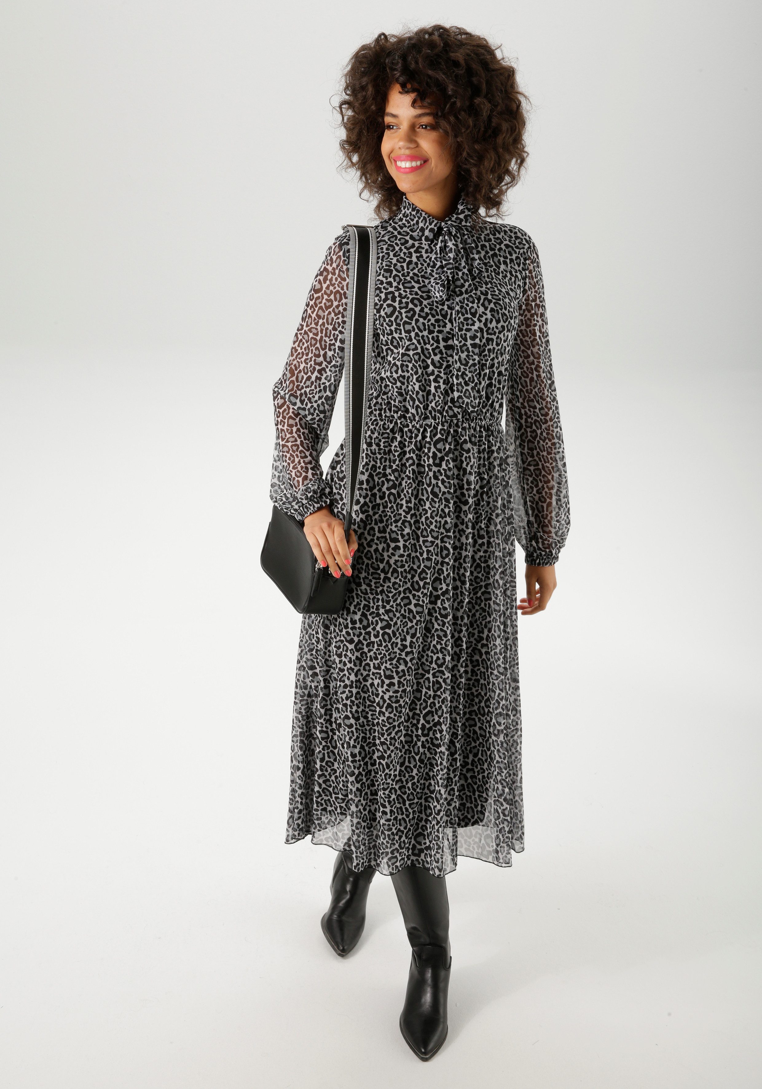 Aniston CASUAL Blusenkleid mit farbharmonischem Animal-Print