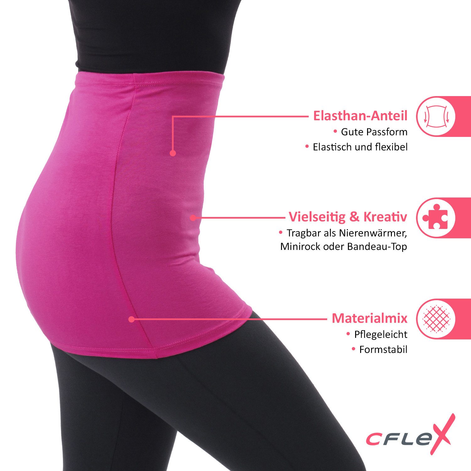 CFLEX Bandeautop Variotube Damen Tube-Oberteil, Shirtverlängerung & Minirock
