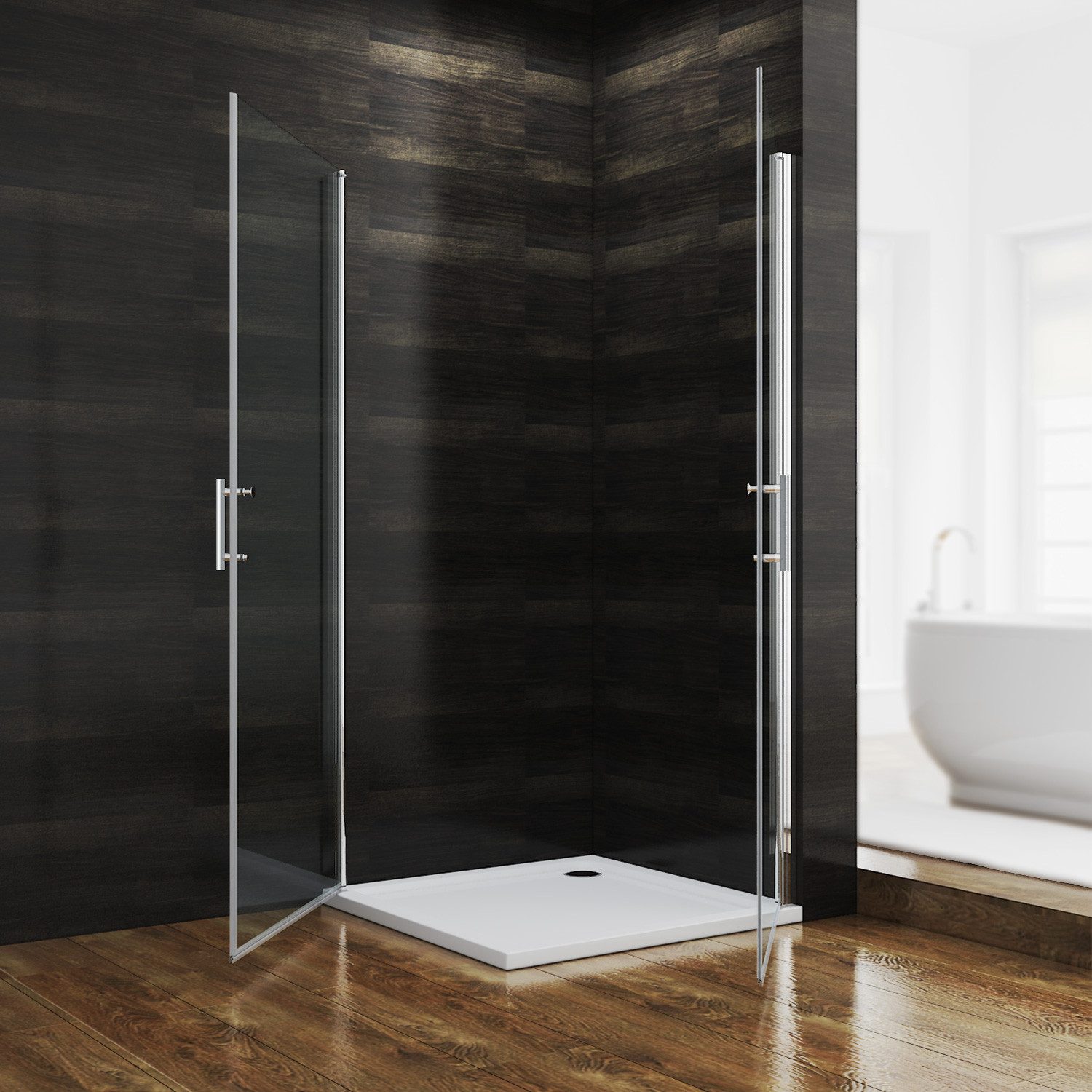 SONNI Dusch-Pendeltür Pendeltür Dusche, 70/80/86/90cm, Drehtür, Nischendrehtür, 70x185 cm, mit NANO Beschichtung Rahmenlos Duschabtrennung, Höhe 185