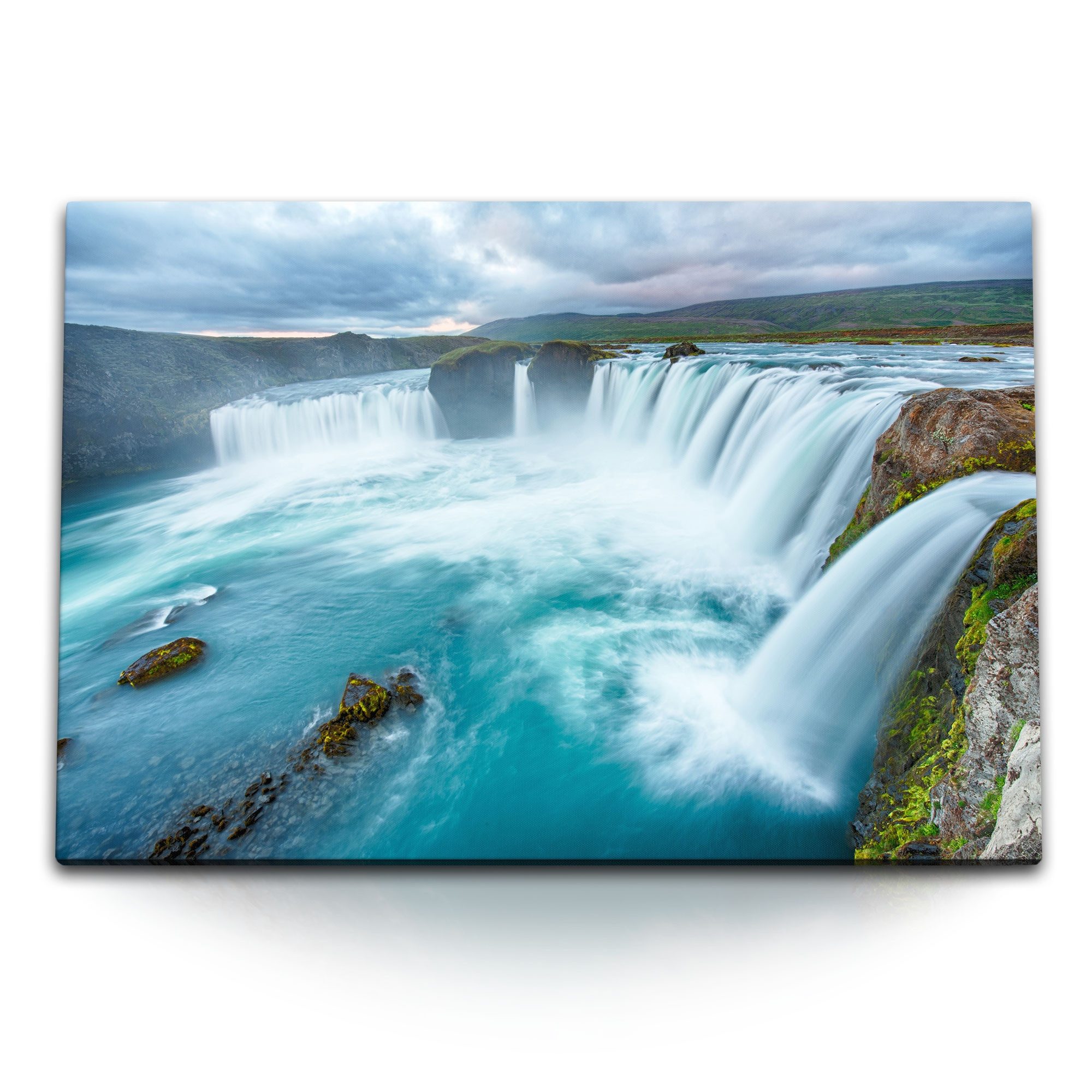 Leinwandbild 120x80cm Wandbild auf Leinwand Wasserfälle Island Natur Wasser isländi